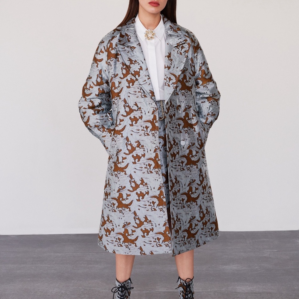 Women's Silver/Blue and Brown Coat